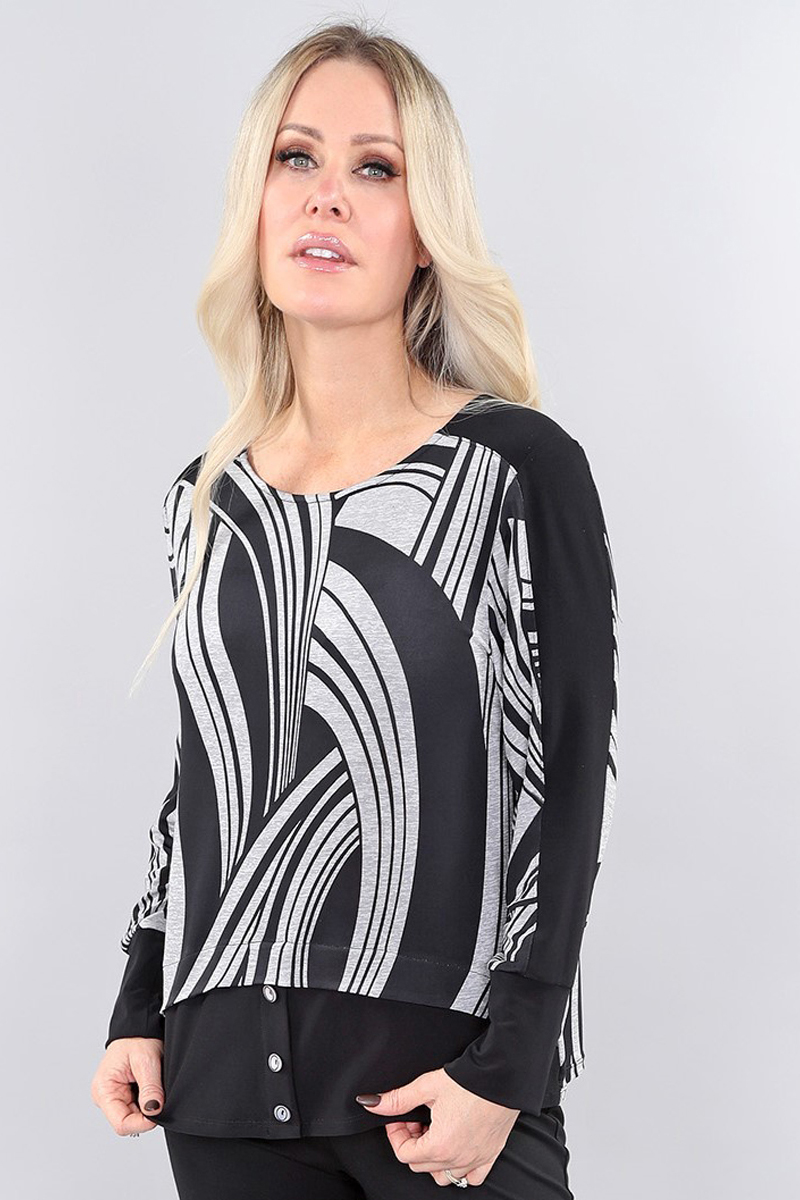 Ls Top- Crew Neck in Grey PRT – Lightweight ls top- crew neck