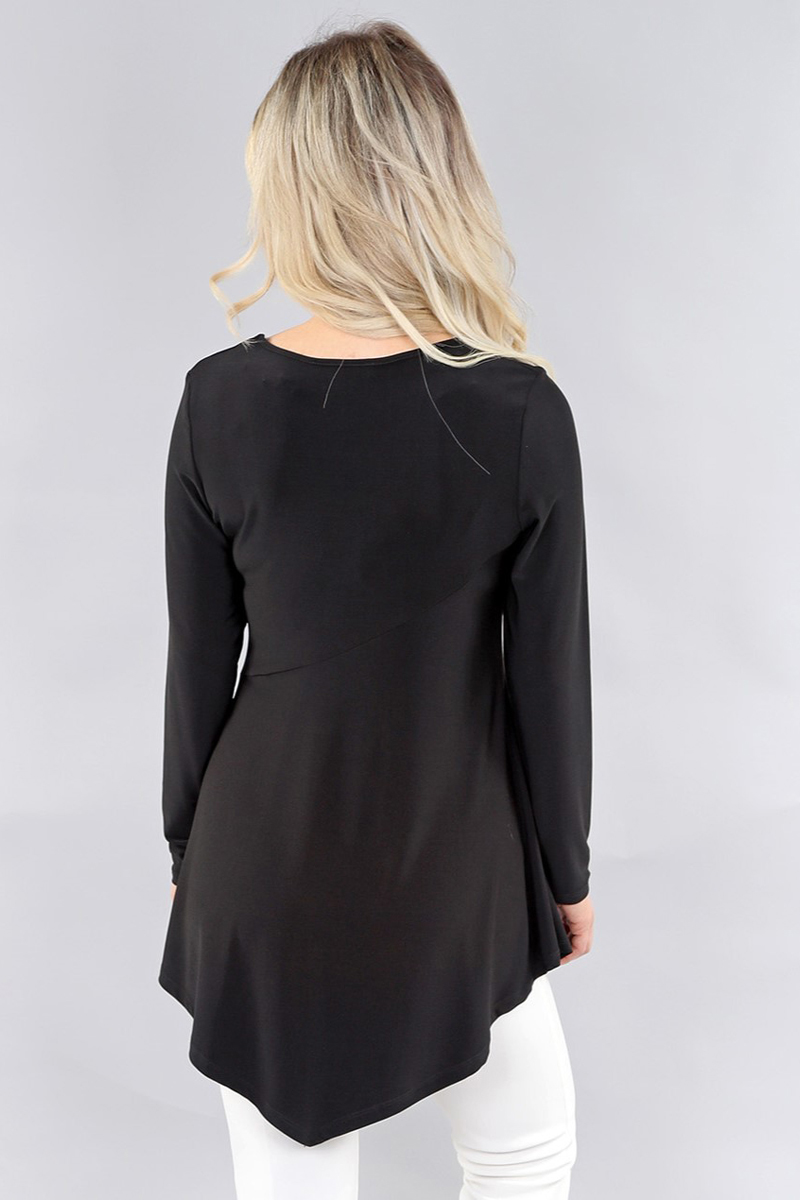 Ls Shirred Tunic in Black or Navy or off white or Crimson or plum or blueberry or wine or denim or espresso or Grey – Lightweight ls shirred tunic - Image 2