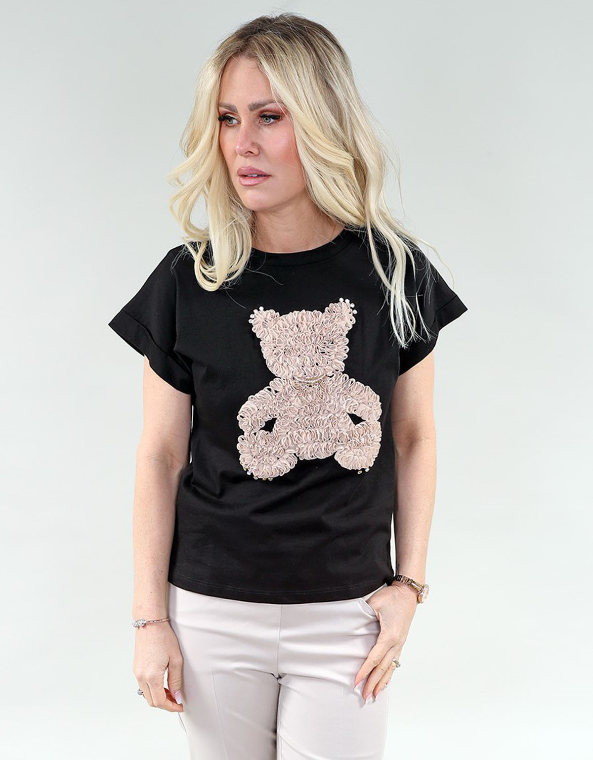 Ss Tee-3D Bear in Black Tee Jersey - Image 3