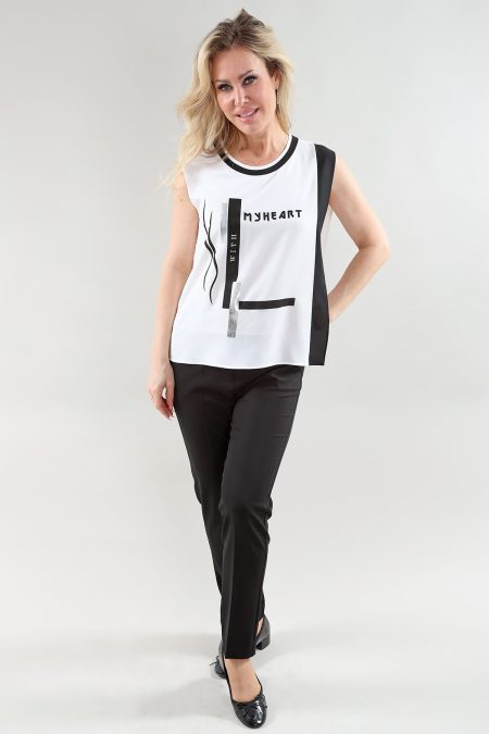 Sleeveless Top-My Heart in A/S Ivory Top Chiffon