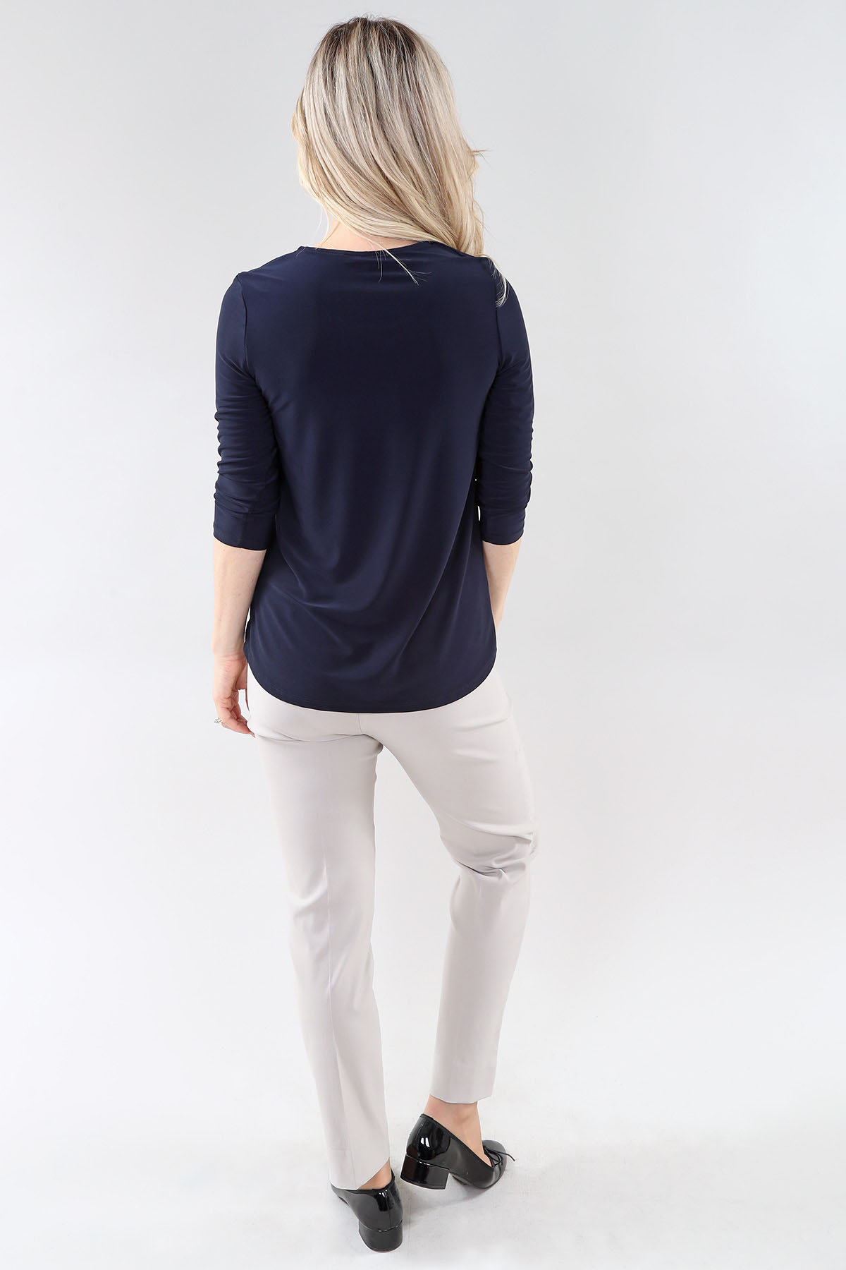3/4 Sleeve Top in A/S Navy Top Ity