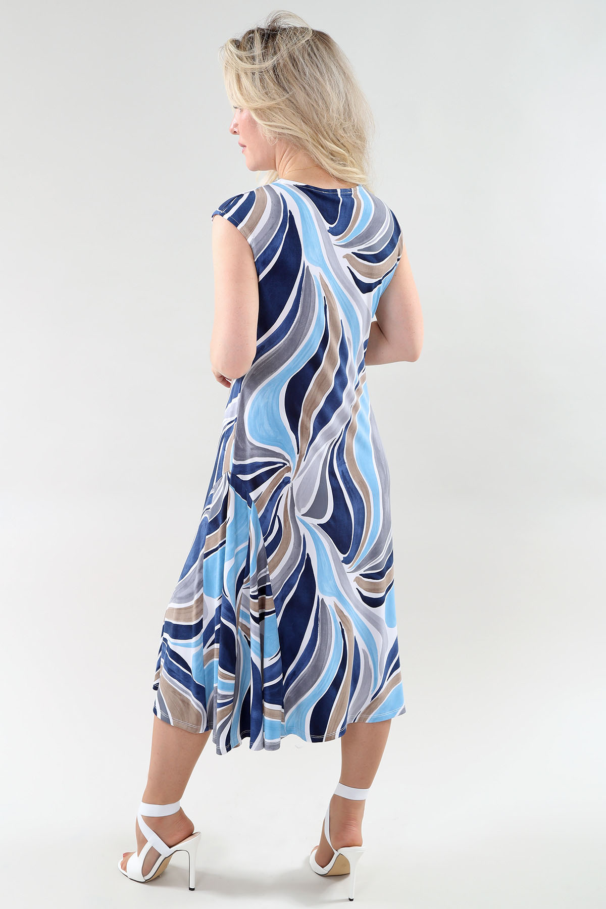 Cap Sleeve Dress - Not Lined in A/S Blue grey print Dress Print Ity - Image 2