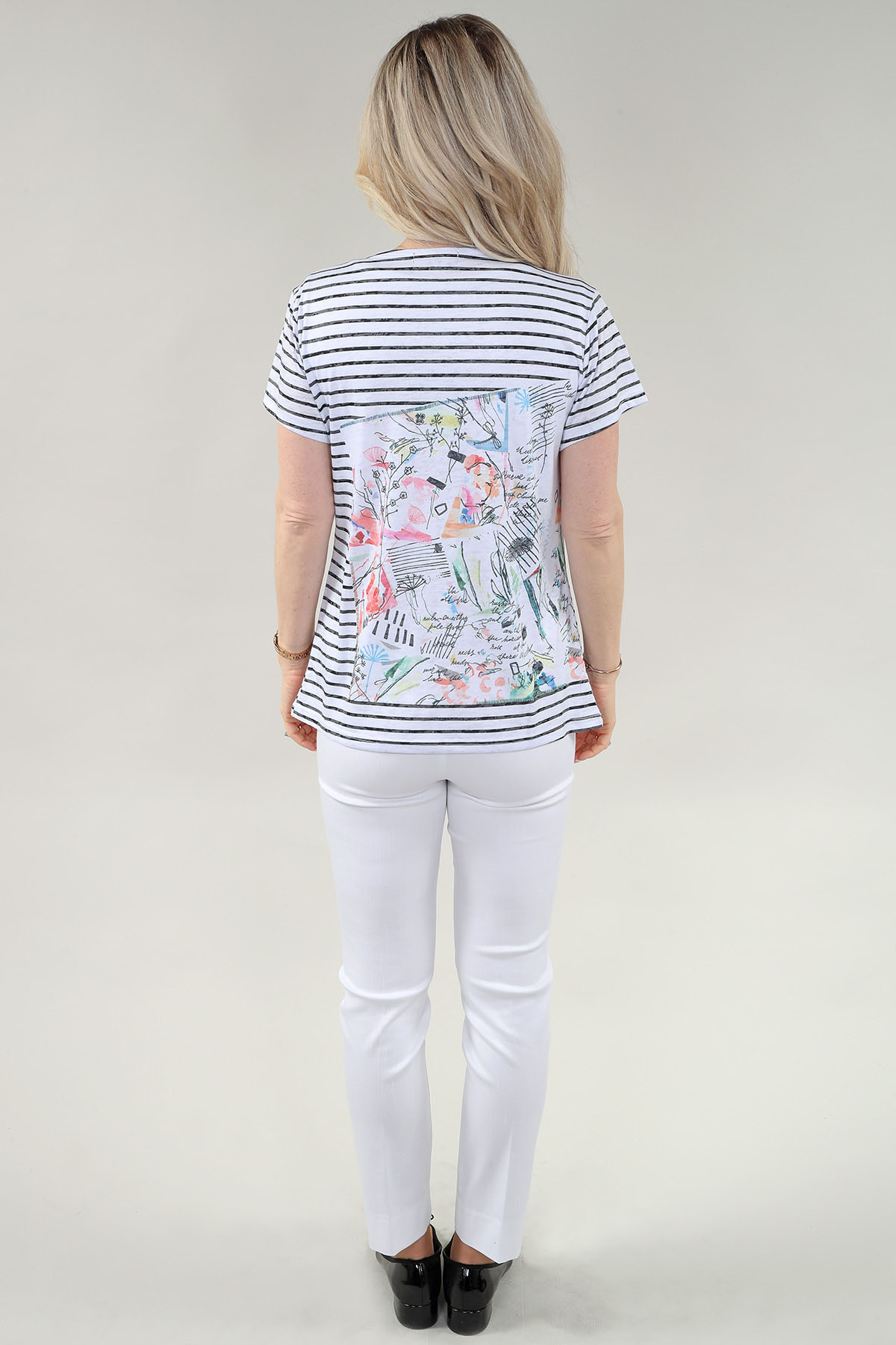 Ss Tee Stripes-News Paper in A/S Black ivory stripes Tee Burnout Knit - Image 3