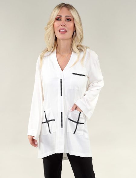 ML tunique chemise - Buttons en ivoire chemise lin ivoire