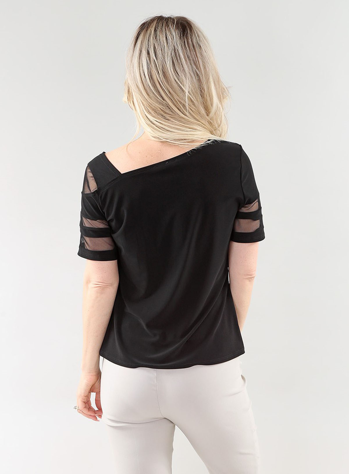 haut short Sleeve With Chiffone en A/S noir haut Combo noir Ity And Mish - Image 2