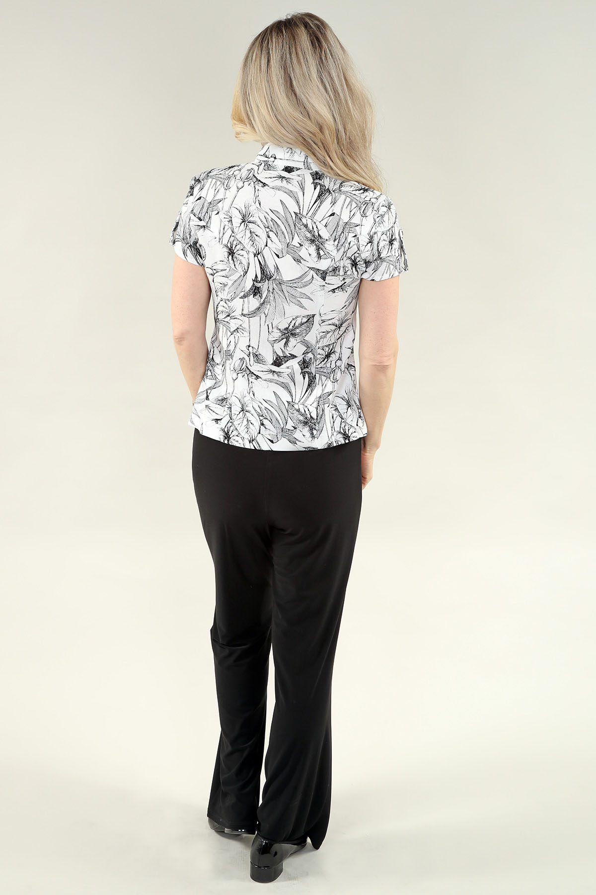 MC chemise With Zipper - Col Mao - Fake Pkt en A/S ivoire noir botanical chemise lin Botanical imprimé - Image 2