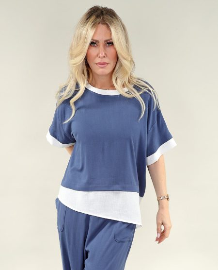 MC Assymetric haut en A/S denim ivoire haut Safari