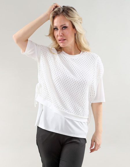 Elbow Sleeve haut - Side Ties en A/S ivoire haut résille With Ity