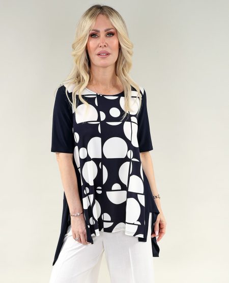 MC Flared haut en A/S marine ivoire haut Combo marine Ity &imprimé Ity