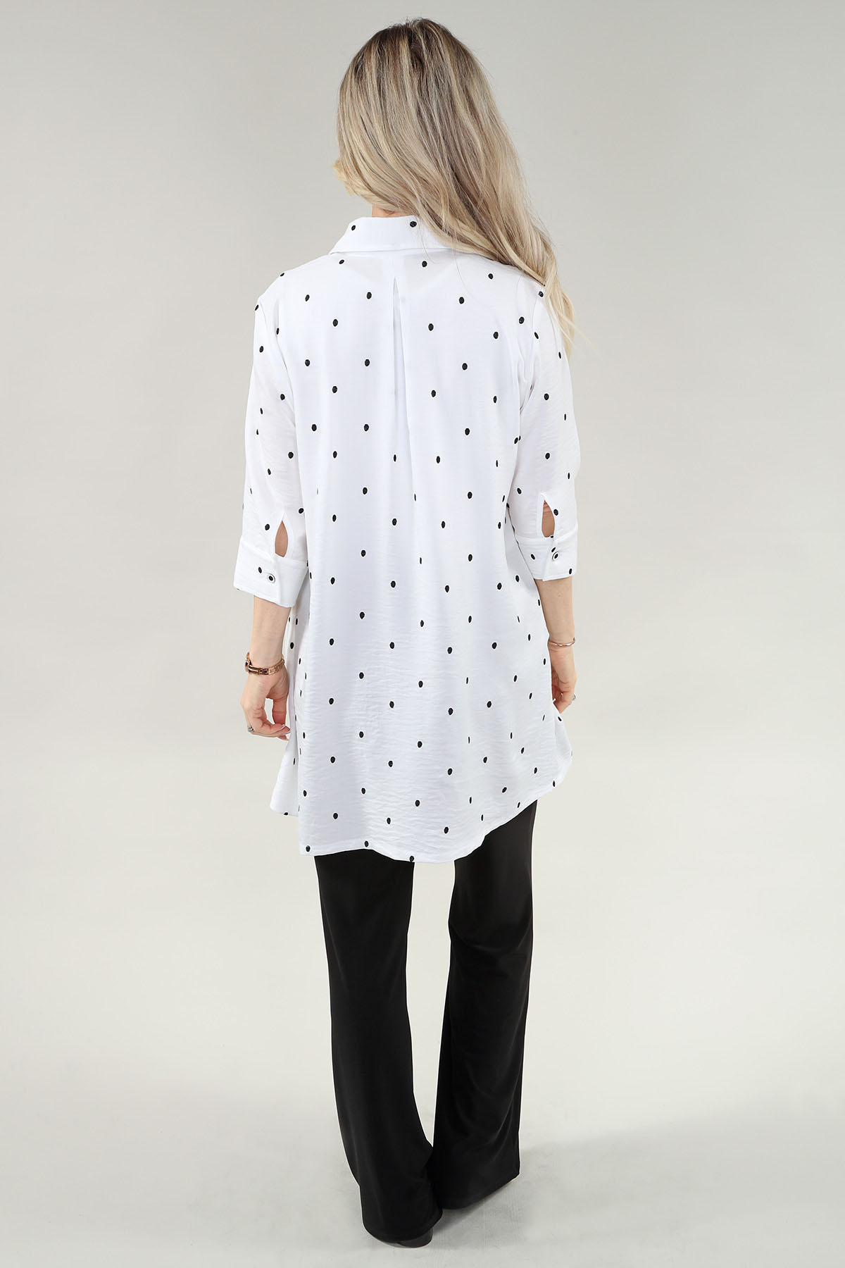 3/4 Sleeve tunique chemise en A/S ivoire noir dots tunique Air Flow - Image 3