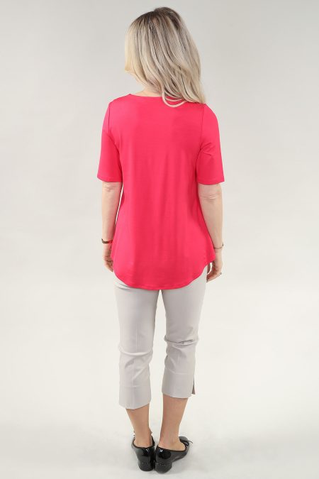 MC haut col en V Folded Band At Neckline en Dusty rose haut Bamboo jersey