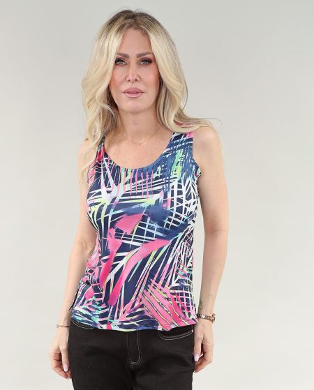 Cami - Strap Back en A/S rose flash vert safari Cami imprimé tricot