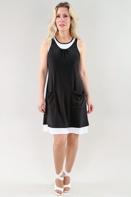 sans manches robe With An Attached Underdress Lining en A/S noir ivoire robe noir Ity And ivoire Manilla