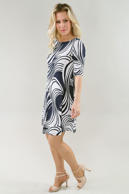 Elbow Sleeve robe With Pockets en A/S marine sable robe imprimé Ity