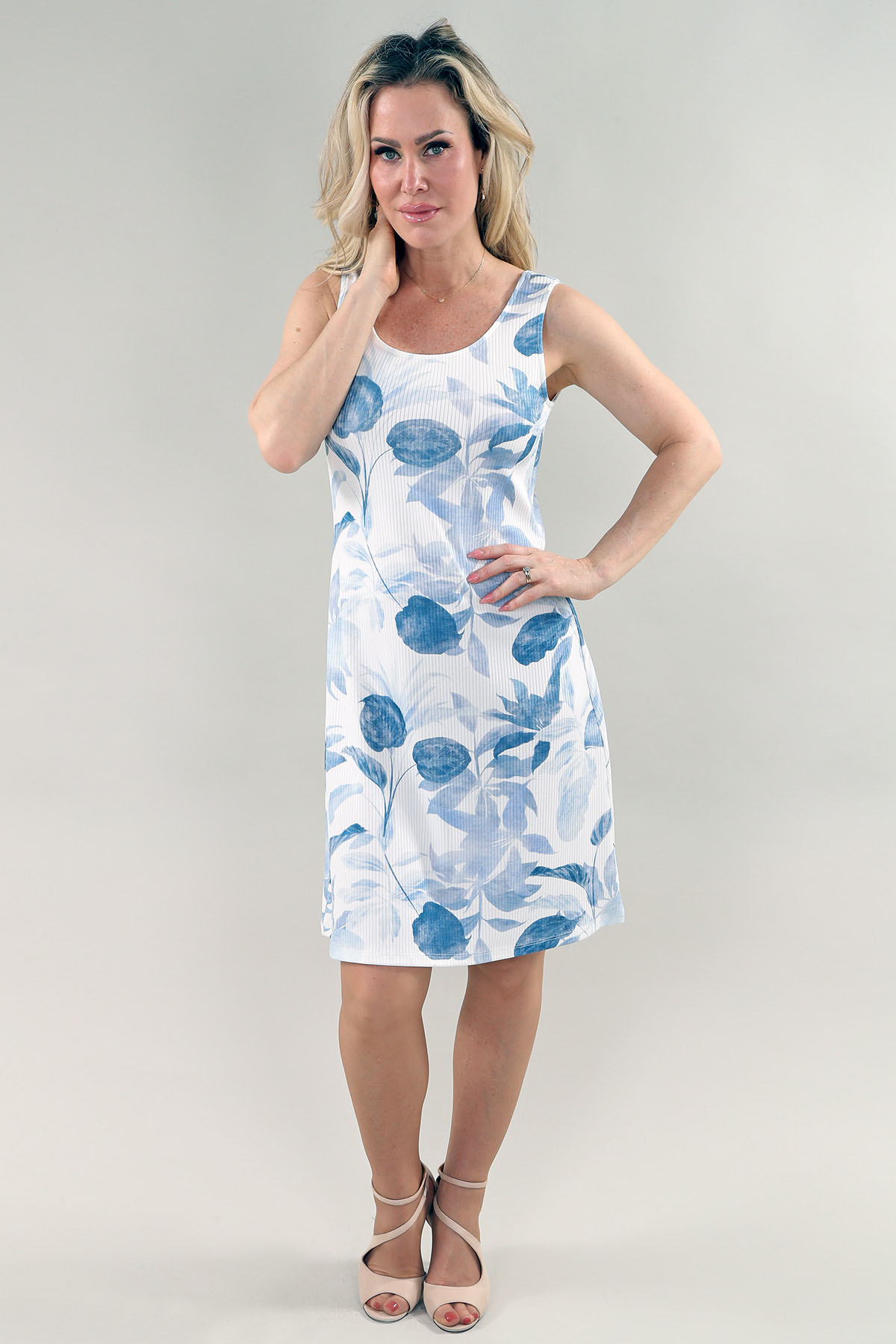 Sun robe - Not Lined - fleuri en A/S Light bleu fleuri robe imprimé tricot