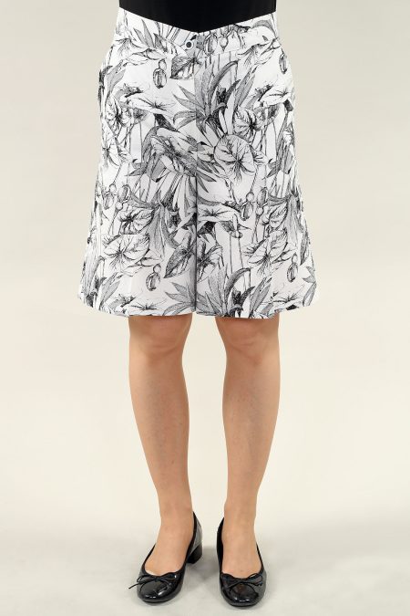 High Waisted short en A/S ivoire noir botanical short lin Botanical imprimé