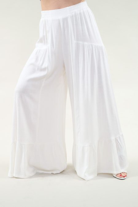 Wide Leg pantalon - Ruffle Hem At The Bottom en ivoire pantalon ivoire Air Flow