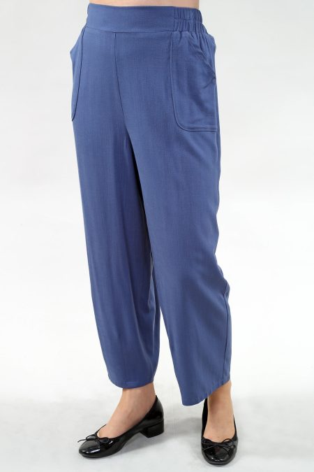 Cropped pantalon With Wide Elastic Waistband - Pkts en noir pantalon lin ivoire