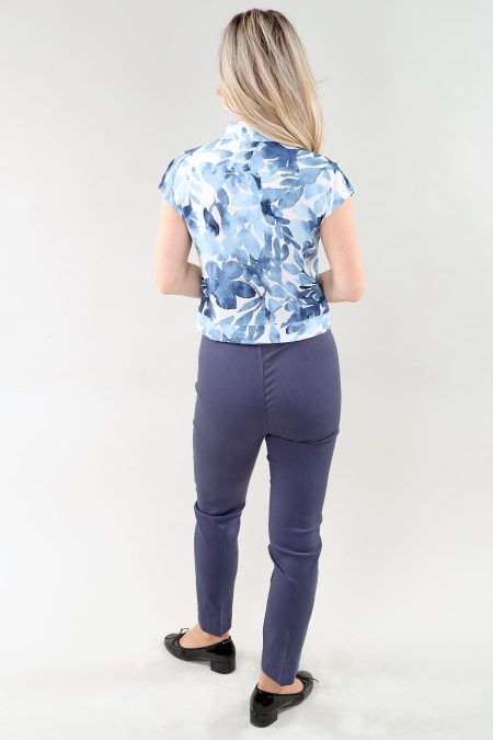 sans manches Vest blouse - Button Frt And Flap Pkts en A/S denim tropical prt Vest Safari