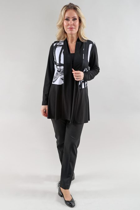 ML cardigan en A/S noir blanc mulit prt cardigan imprimé Ity