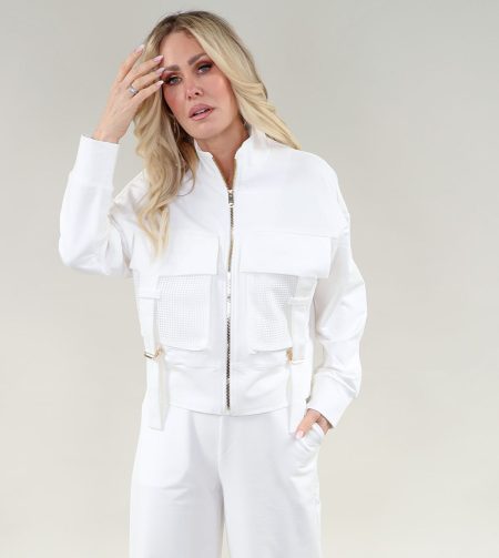 ML veste - résille Pockets en A/S ivoire veste jersey