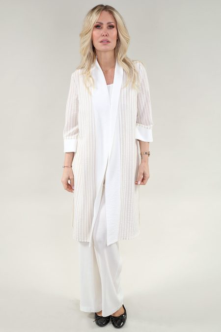 3/4 Sleeve cardigan en A/S camel rayures cardigan lin rayures