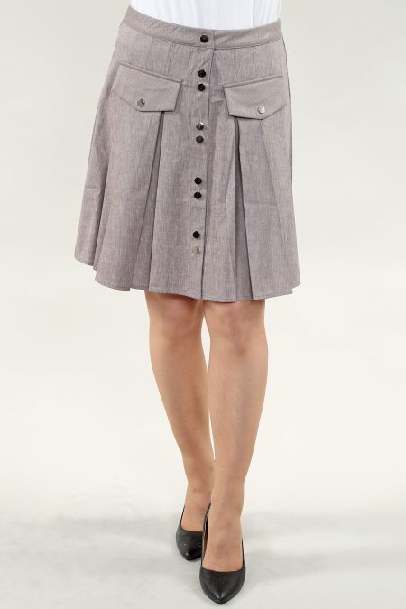 Pencil jupe en A/S brun jupe coton lin