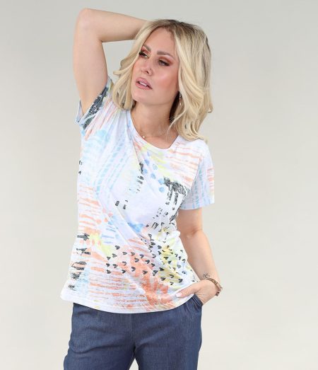 MC t - shirt - Heart en A/S corail jaune t - shirt Burnout tricot