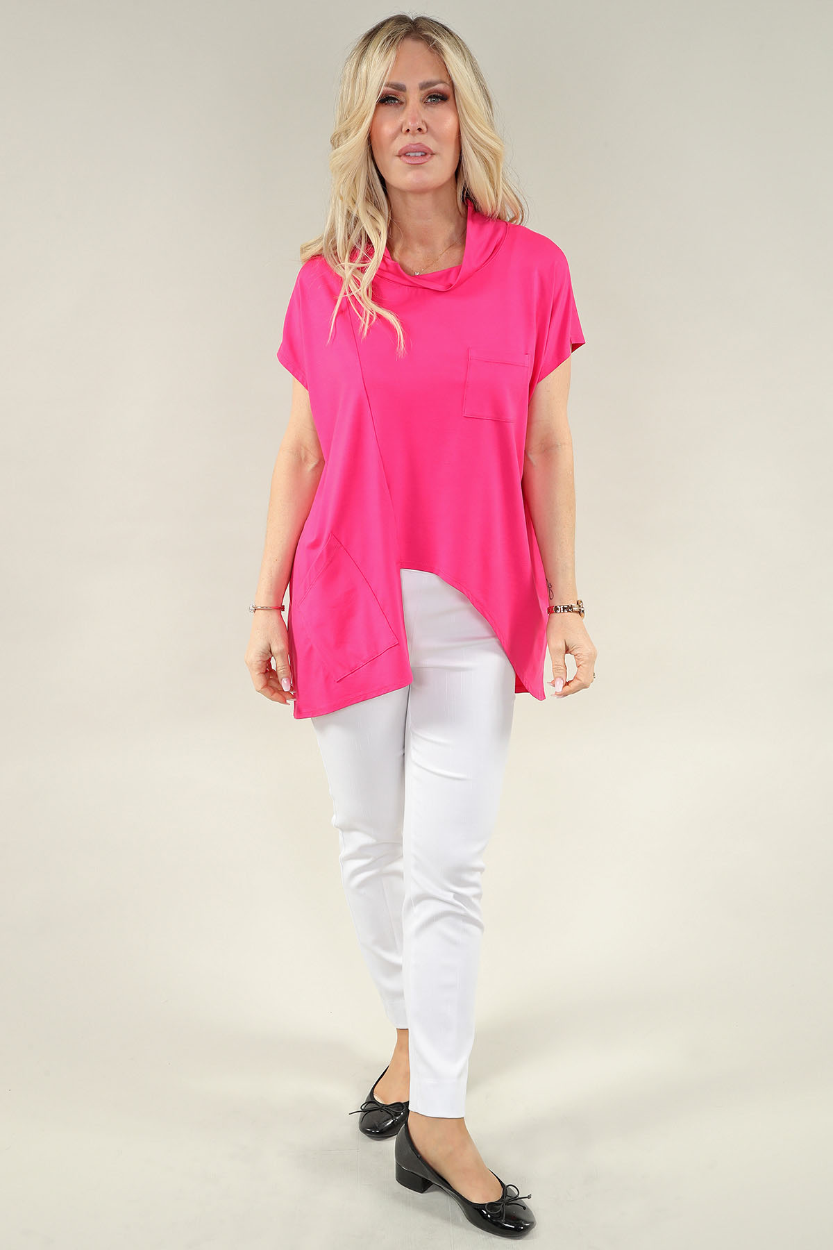 Tunique sans manches - Encolure en V - Tricot ITY bleu - Image 5