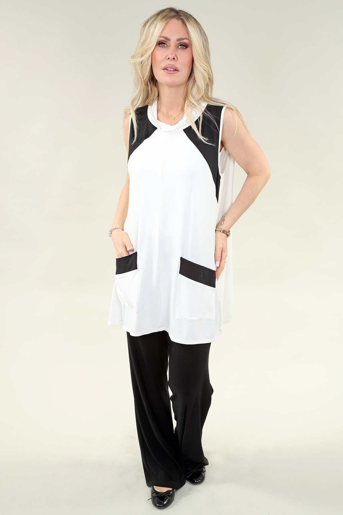 Tunique sans manches en jersey de bambou avec poches avant - Image 3