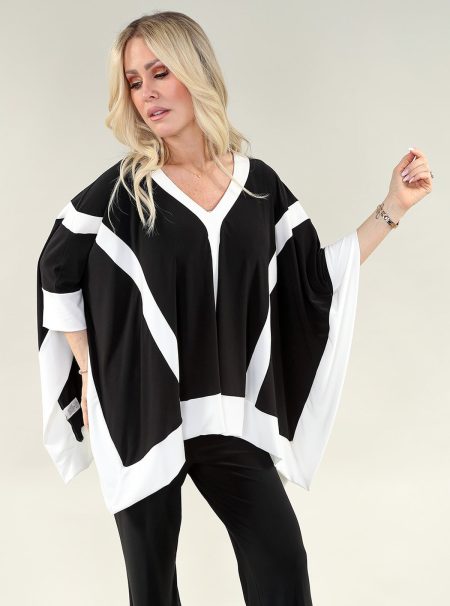 Poncho à encolure en V et côté ouvert