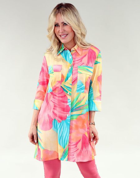 Tunique chemise à manches 3/4 safari