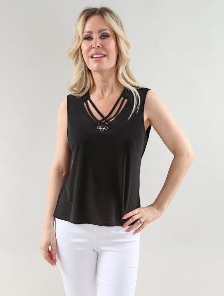 Camisole à encolure en V avec doubles bretelles croisées