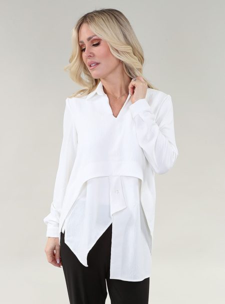 Haut sans manches - Encolure en V - Double épaisseur - Imprimé tricot ITY marine et sable