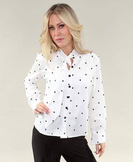 Chemise à manches longues en lin avec cravate devant