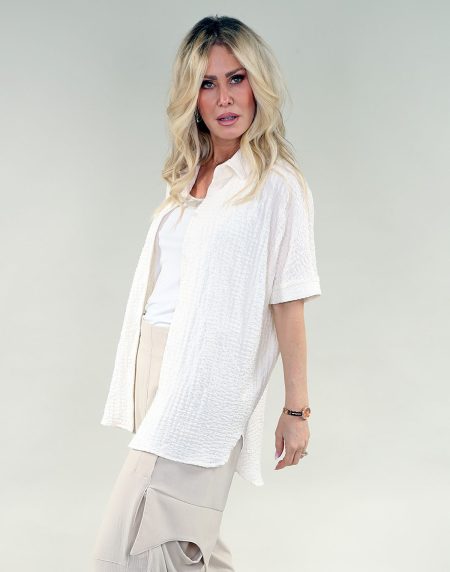 Chemise superposée à manches courtes en coton