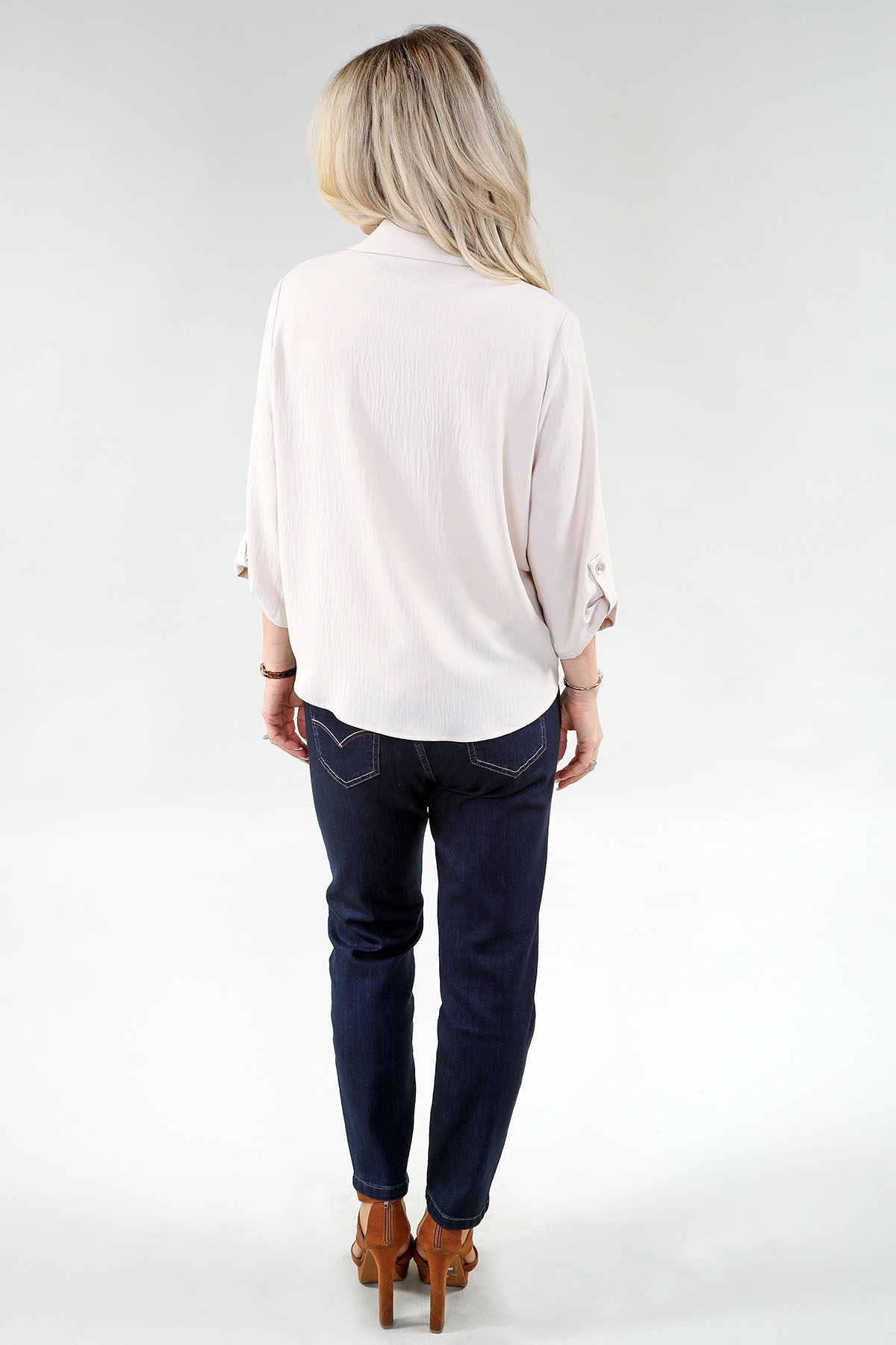 Chemise à manches 3/4 - Sable - Tissu Air Flow fluide - Image 3