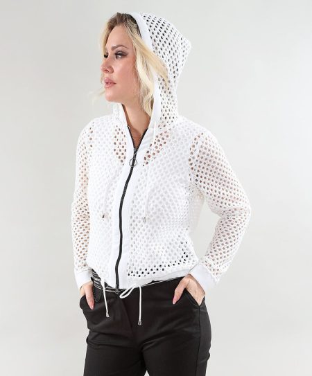 Veste à capuchon à manches longues en filet