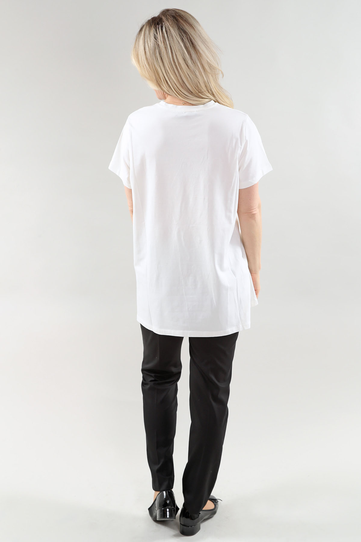 Tunique à manches courtes en coton pima avec ruban - Image 3