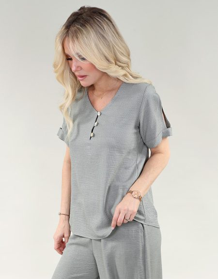 Chemise à manches 3/4 - Vert - Tissu Air Flow