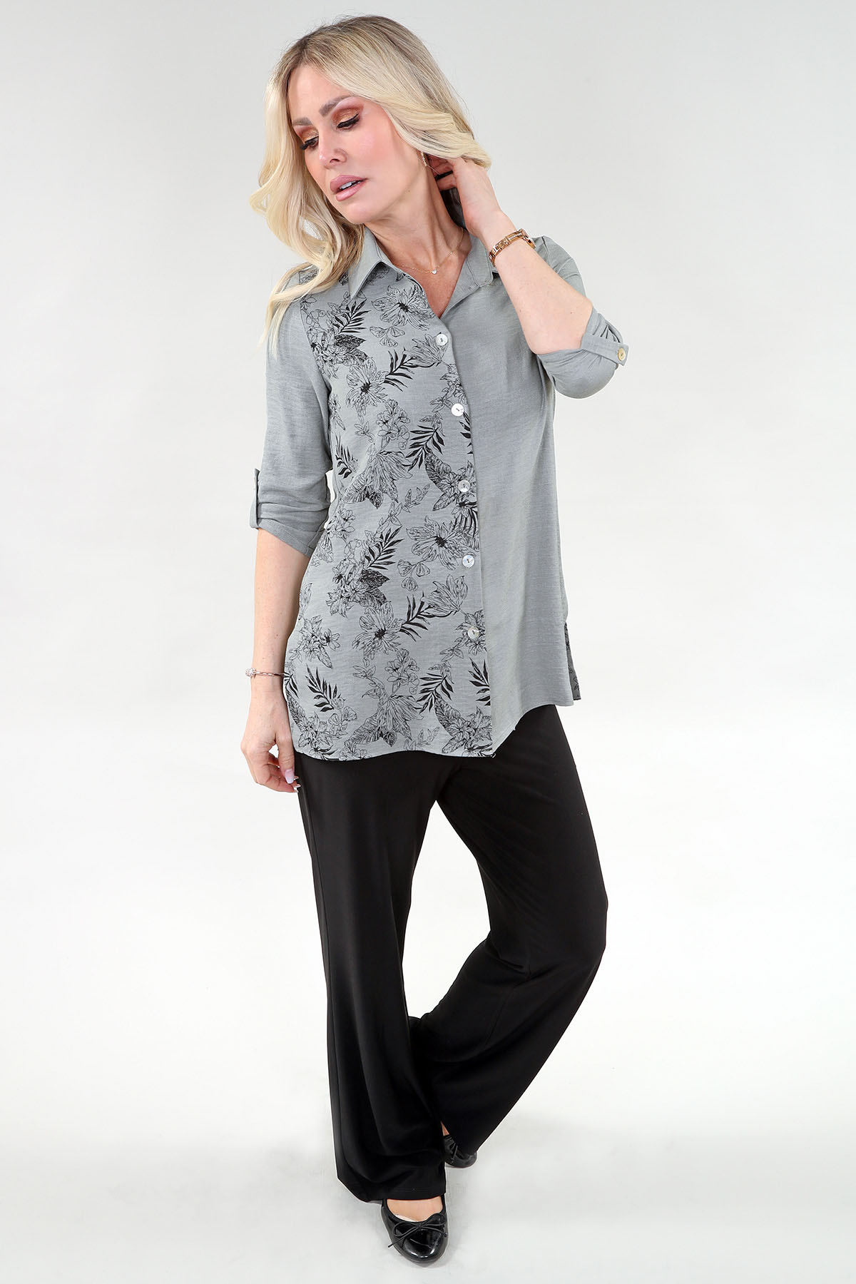 Chemise à manches 3/4 - Corail - Tissu Air Flow – Image 2