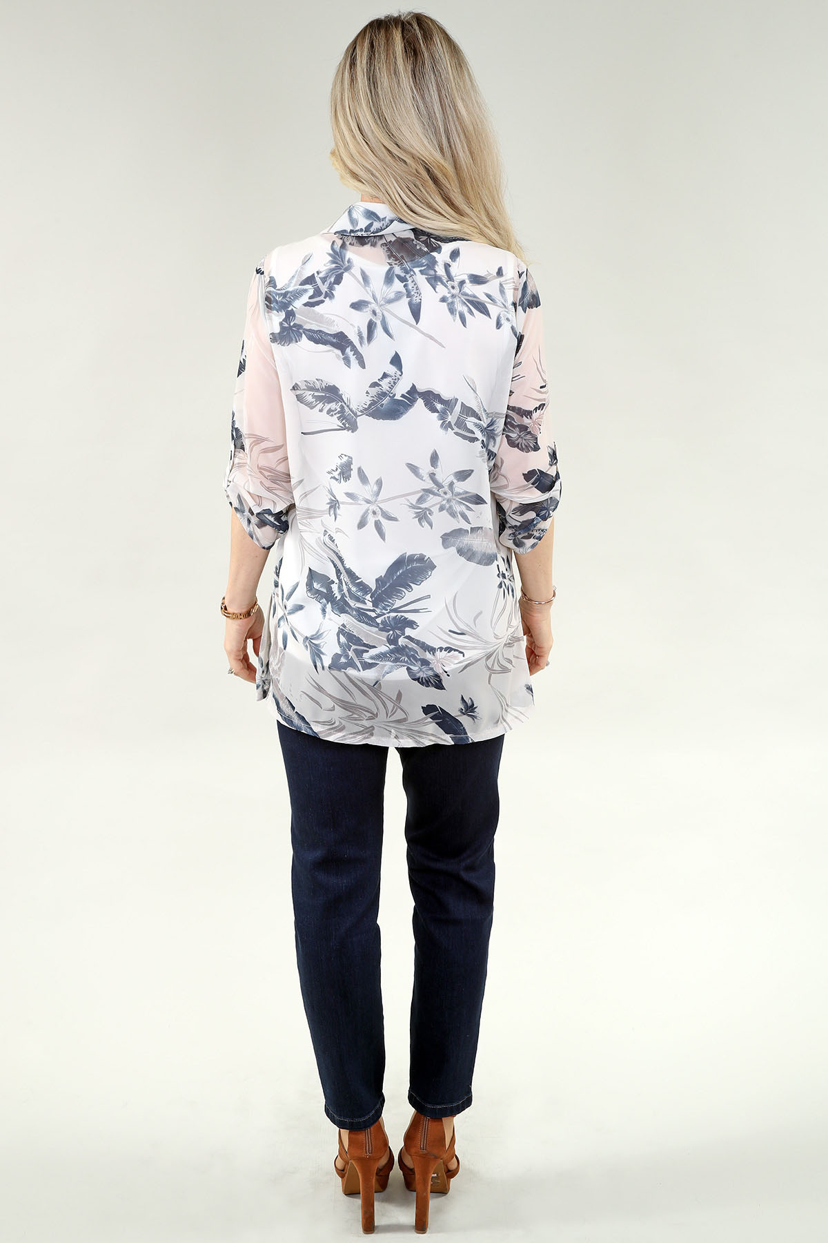 Haut à manches courtes - Détail nœud devant - Tricot ITY sable - Image 3