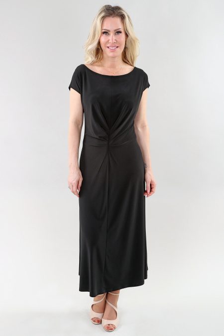 Robe maxi à mancherons avec pli avant non doublée