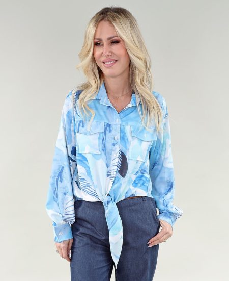 Chemise à manches longues à nouer devant