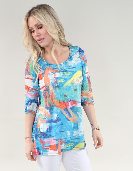 Haut sans manches - Encolure en V - Double épaisseur - Tricot ITY marine