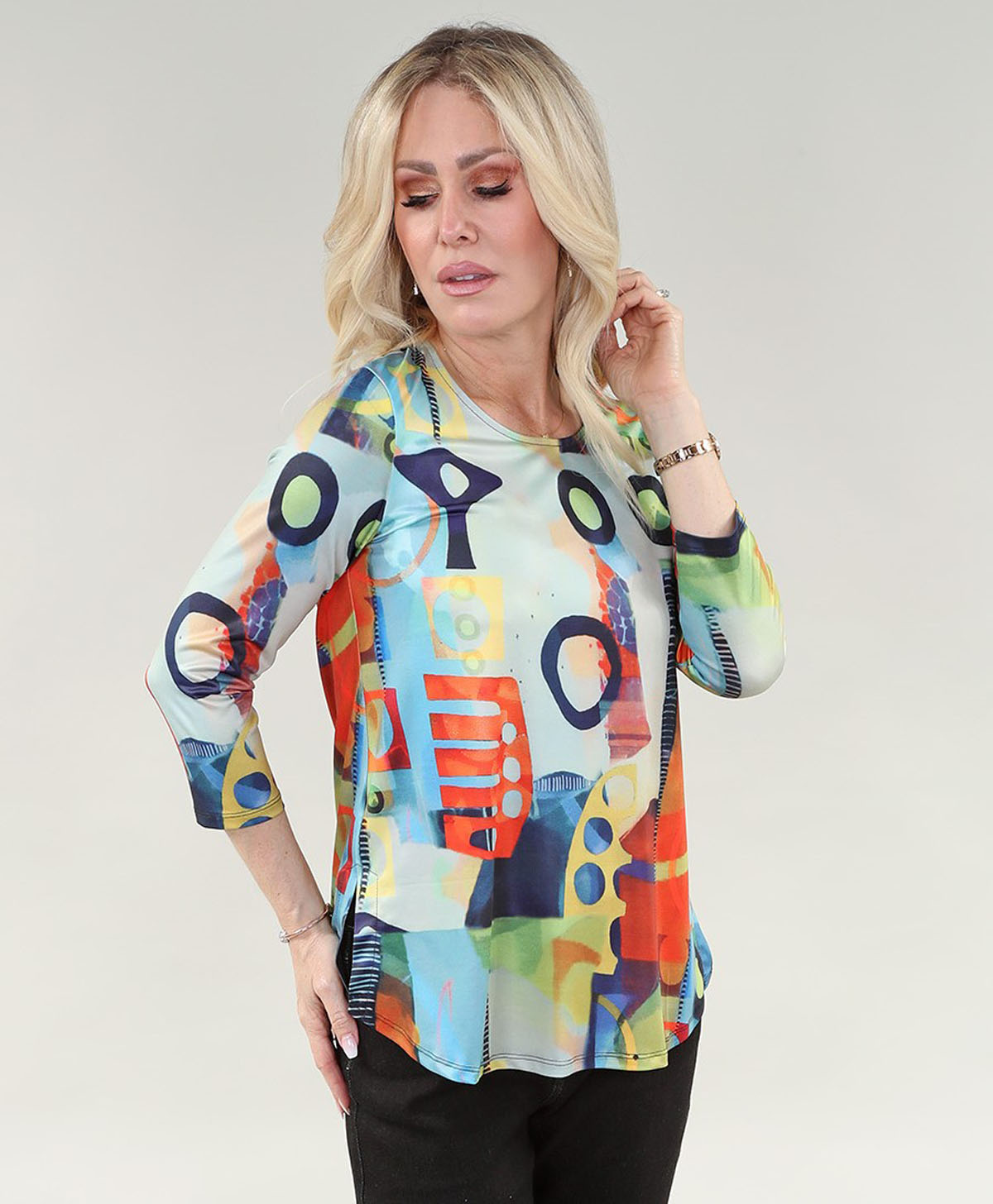 Haut imprimé abstrait à fente latérale