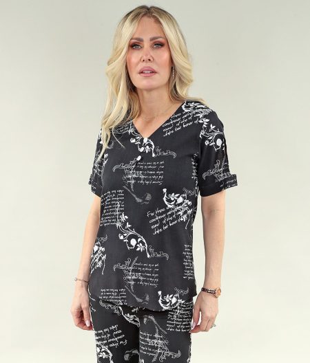 Haut à manches courtes fendues avec encolure en V