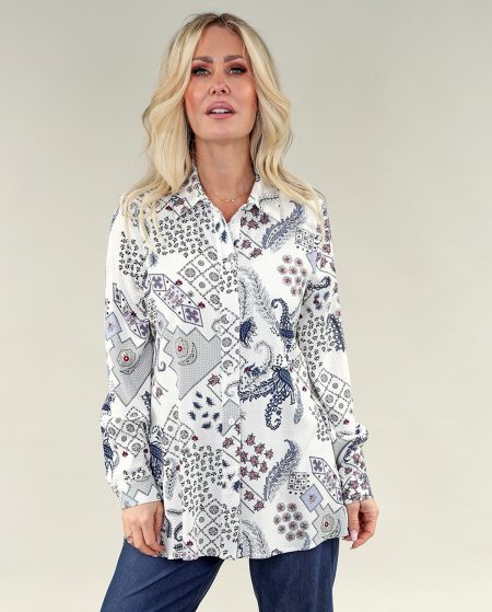 Chemise à manches longues motif mixte