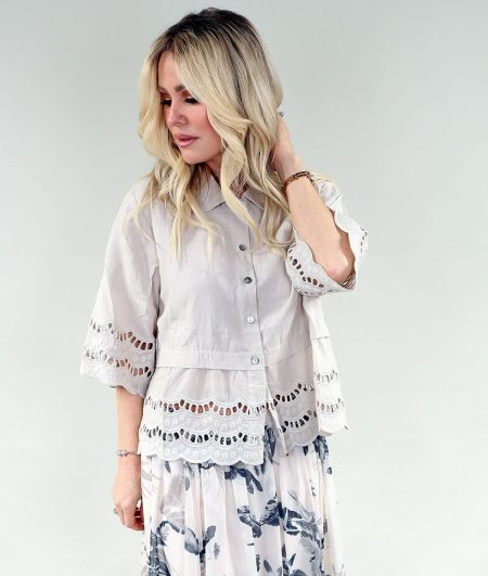 Chemise en lin à manches 3/4