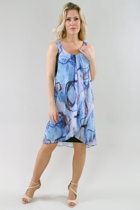 Robe superposée sans manches en mousseline imprimée